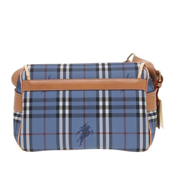 Burberry Nova Check Shoulder Bag Pvc Leather Blue Gold - Picture 3 of 16